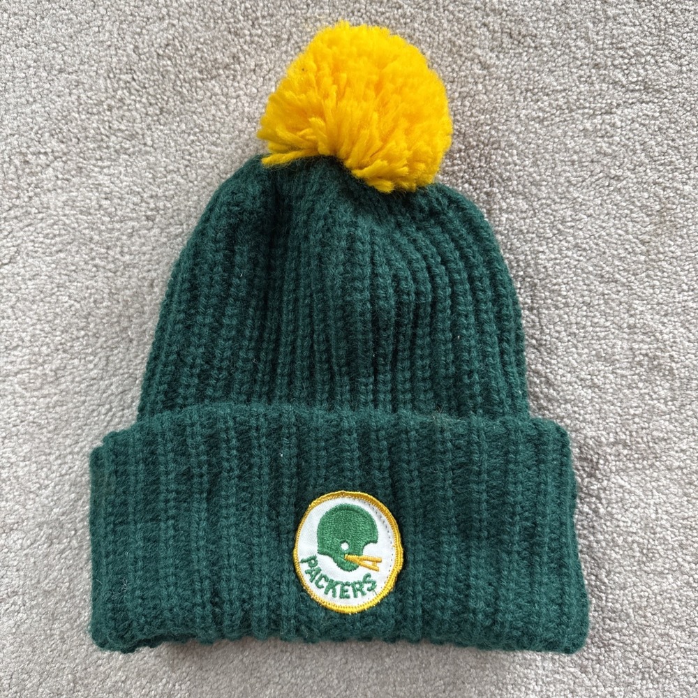 Vintage Green Bay Packers Beanie Hat 70s 80s Adult One Size Green